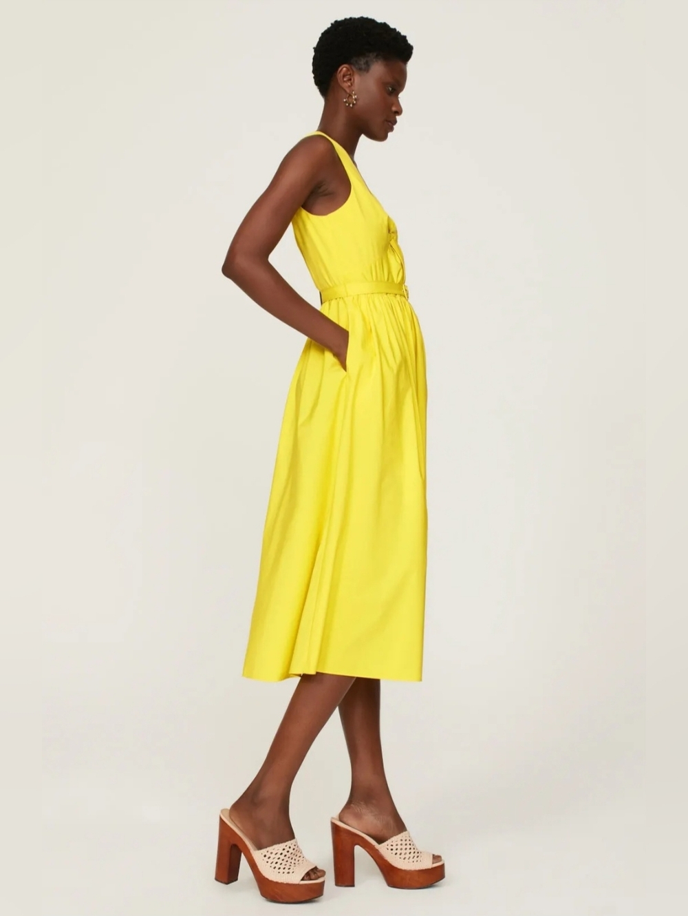 Toccin Women's Twist Front Dress in Yellow, Size 8, $445 - Picture 3 of 15